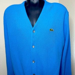 IZOD LACOSTE VINTAGE LIGHT BLUE CARDIGAN SWEATER MENS SIZE LARGE